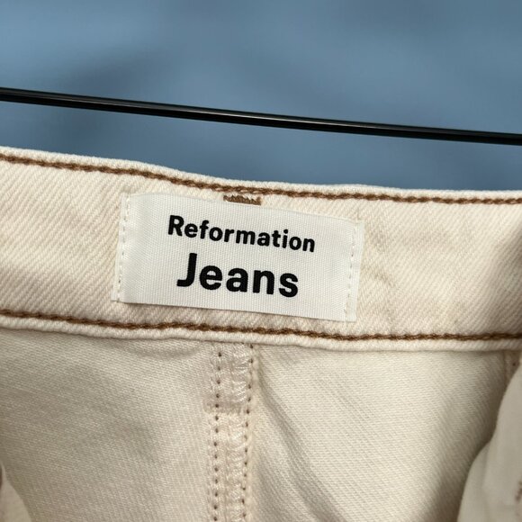 Reformation Lexi High Rise Wide Leg Jeans – Ivory – Size 24 - Picture 9 of 16